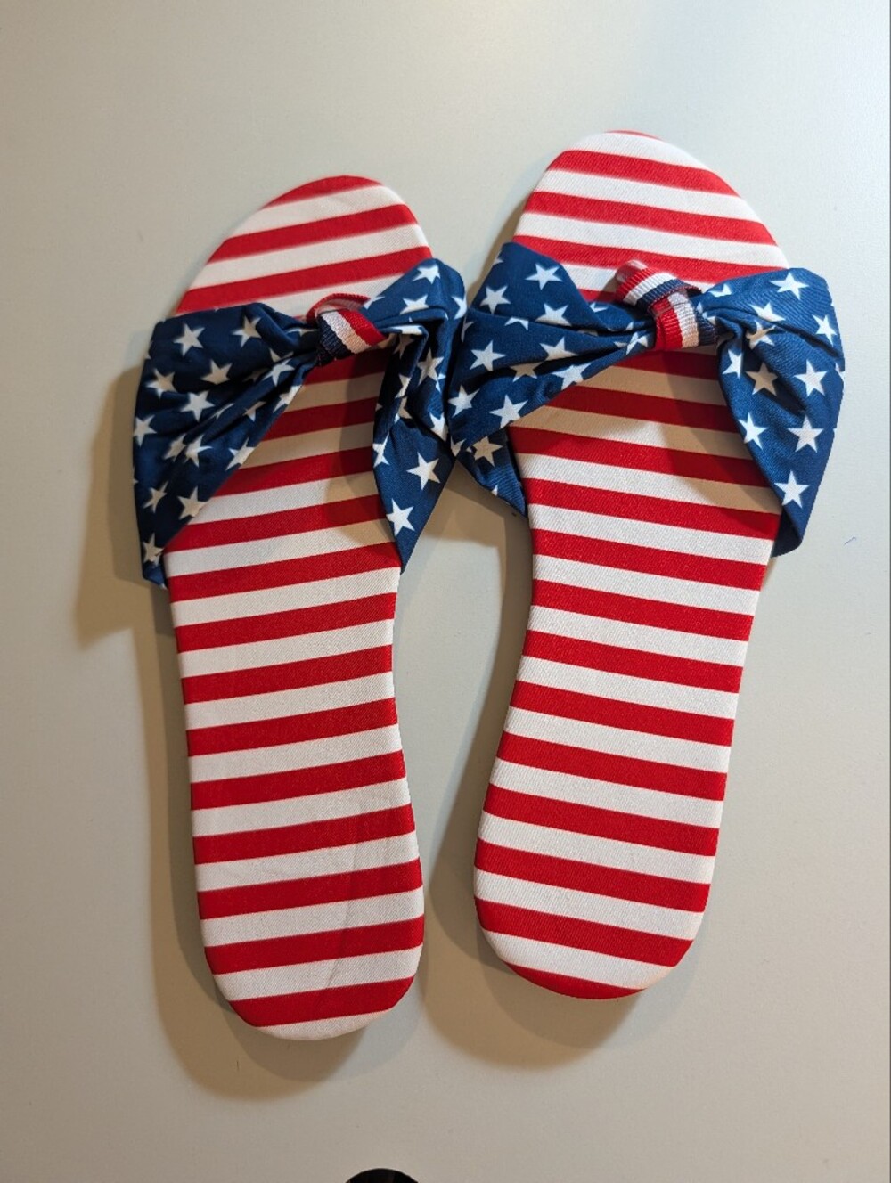 Women's Red, White & Blue Knot Slide Sandals Size 41/10